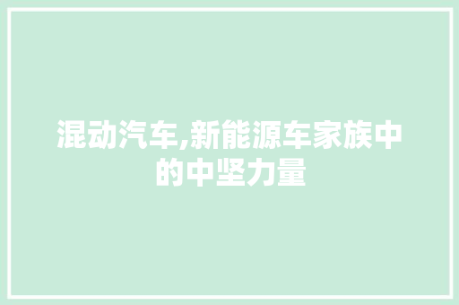 混动汽车,新能源车家族中的中坚力量