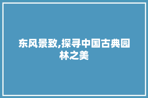 东风景致,探寻中国古典园林之美  第1张