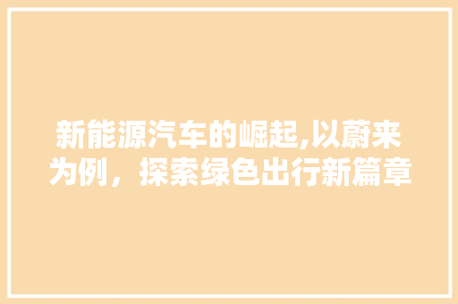 新能源汽车的崛起,以蔚来为例，探索绿色出行新篇章