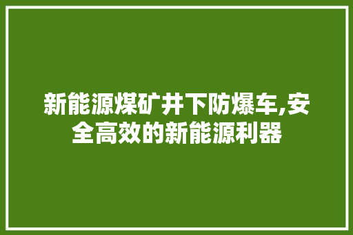 新能源煤矿井下防爆车,安全高效的新能源利器  第1张