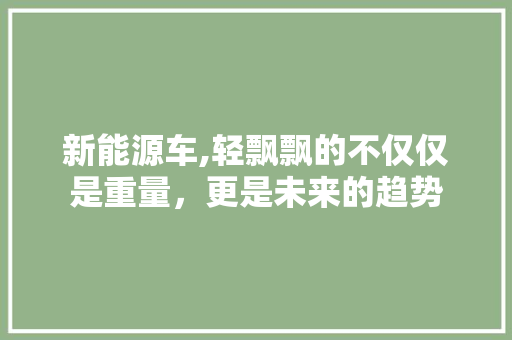 新能源车,轻飘飘的不仅仅是重量，更是未来的趋势
