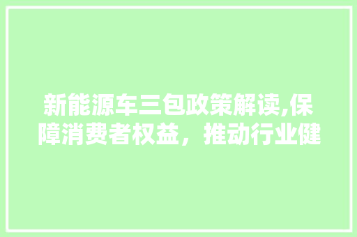 新能源车三包政策解读,保障消费者权益，推动行业健康发展