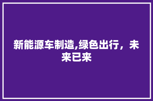 新能源车制造,绿色出行，未来已来