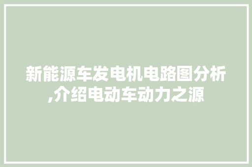 新能源车发电机电路图分析,介绍电动车动力之源
