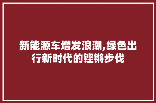 新能源车增发浪潮,绿色出行新时代的铿锵步伐