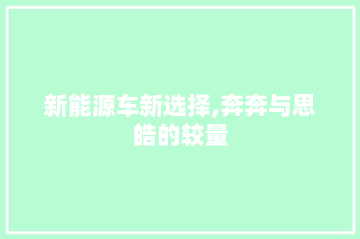 新能源车新选择,奔奔与思皓的较量  第1张