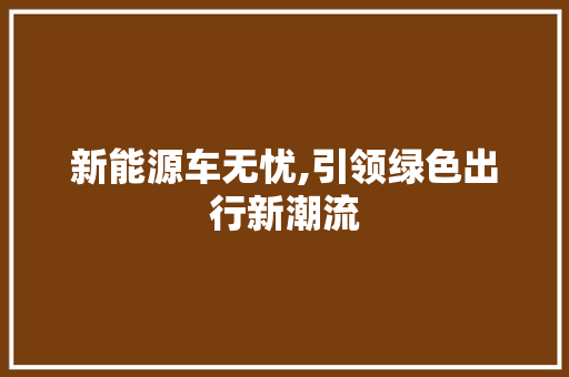 新能源车无忧,引领绿色出行新潮流  第1张