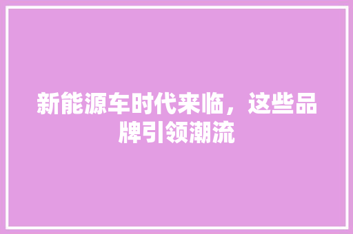 新能源车时代来临，这些品牌引领潮流