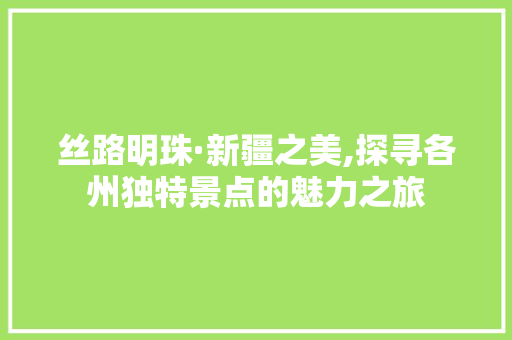 丝路明珠·新疆之美,探寻各州独特景点的魅力之旅  第1张
