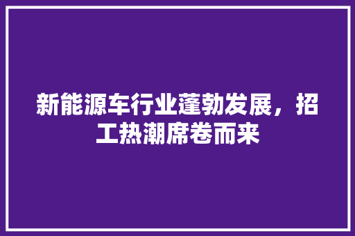 新能源车行业蓬勃发展，招工热潮席卷而来