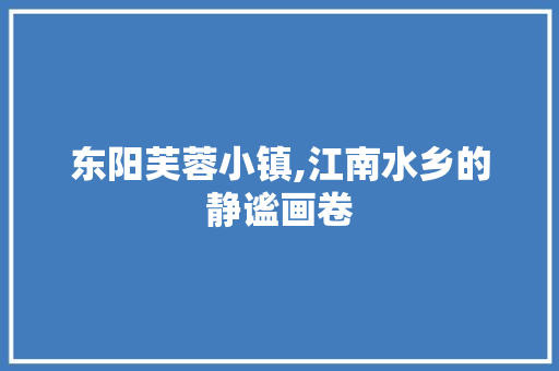 东阳芙蓉小镇,江南水乡的静谧画卷