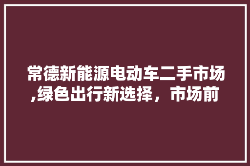常德新能源电动车二手市场,绿色出行新选择，市场前景可期