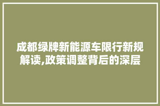 成都绿牌新能源车限行新规解读,政策调整背后的深层含义