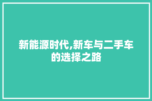 新能源时代,新车与二手车的选择之路  第1张