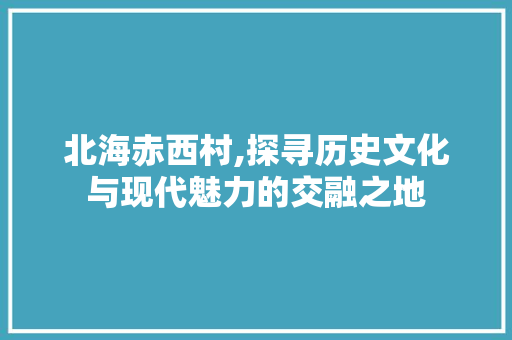 北海赤西村,探寻历史文化与现代魅力的交融之地