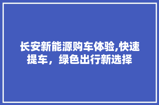 长安新能源购车体验,快速提车，绿色出行新选择