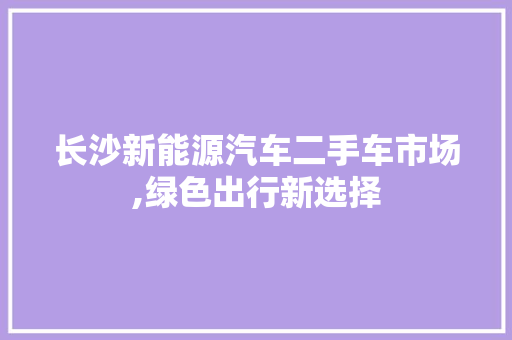 长沙新能源汽车二手车市场,绿色出行新选择  第1张
