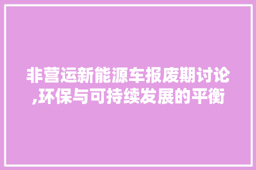 非营运新能源车报废期讨论,环保与可持续发展的平衡点  第1张
