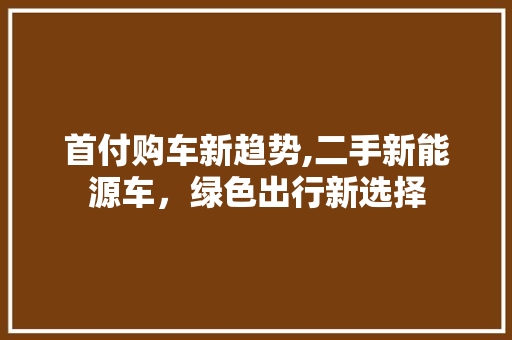 首付购车新趋势,二手新能源车，绿色出行新选择  第1张