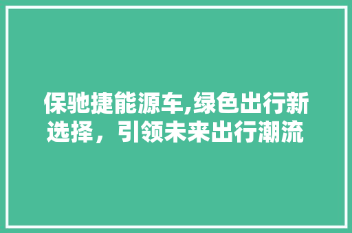 保驰捷能源车,绿色出行新选择，引领未来出行潮流  第1张