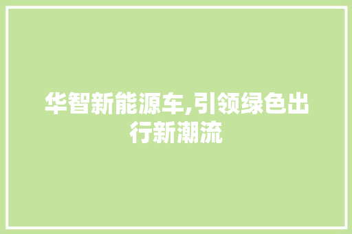 华智新能源车,引领绿色出行新潮流  第1张