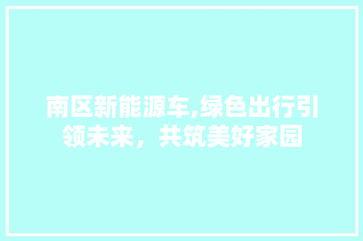 南区新能源车,绿色出行引领未来，共筑美好家园  第1张