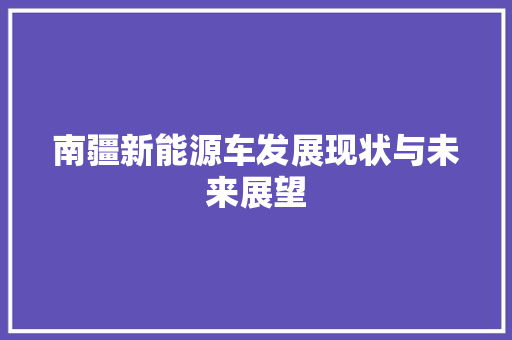 南疆新能源车发展现状与未来展望