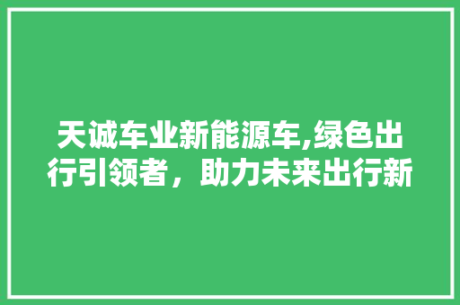 天诚车业新能源车,绿色出行引领者，助力未来出行新风尚