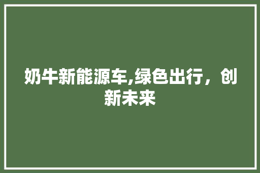 奶牛新能源车,绿色出行，创新未来