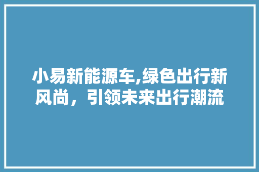 小易新能源车,绿色出行新风尚，引领未来出行潮流