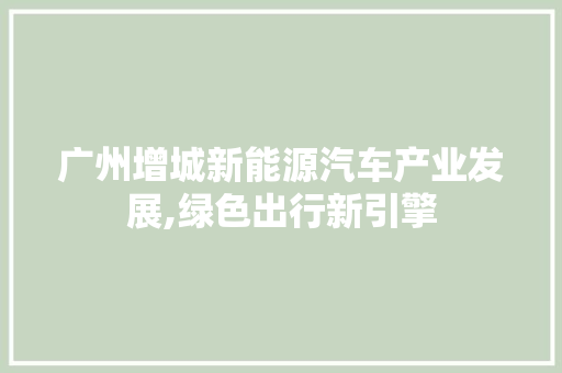 广州增城新能源汽车产业发展,绿色出行新引擎