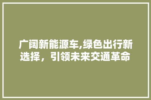 广阔新能源车,绿色出行新选择，引领未来交通革命