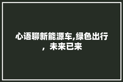 心语聊新能源车,绿色出行，未来已来