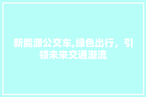 新能源公交车,绿色出行，引领未来交通潮流
