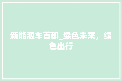 新能源车首都_绿色未来，绿色出行