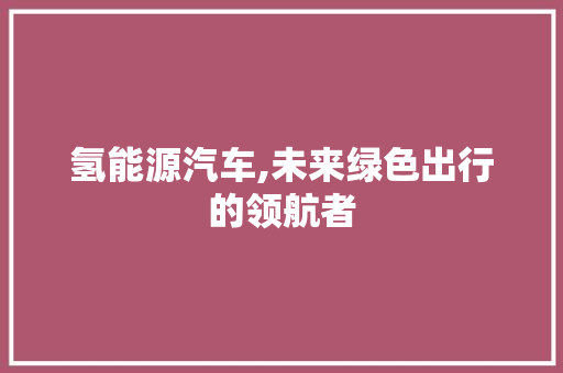 氢能源汽车,未来绿色出行的领航者