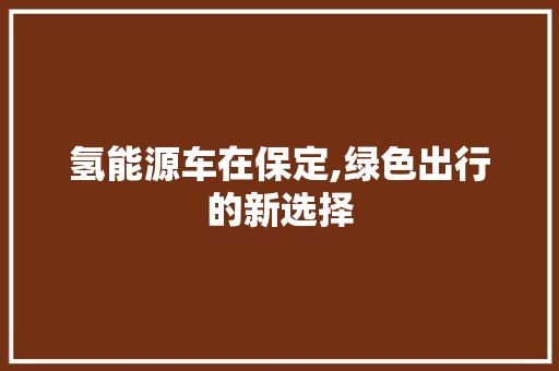 氢能源车在保定,绿色出行的新选择