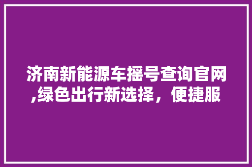 济南新能源车摇号查询官网,绿色出行新选择，便捷服务伴你行