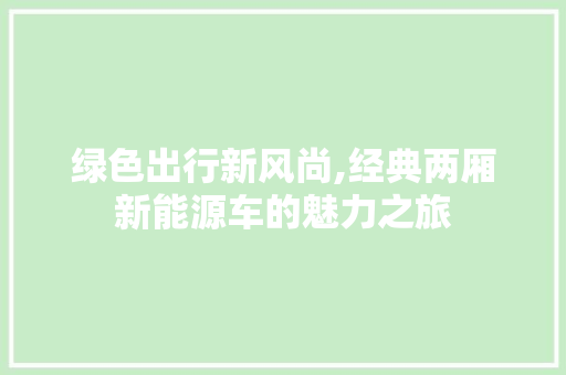 绿色出行新风尚,经典两厢新能源车的魅力之旅