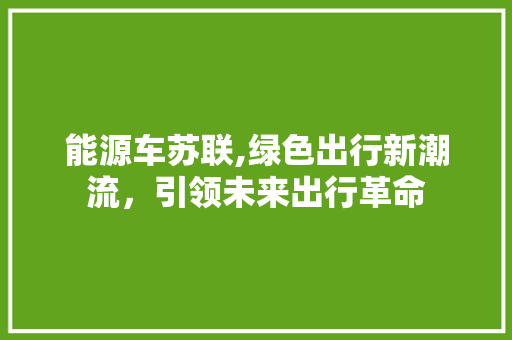 能源车苏联,绿色出行新潮流，引领未来出行革命  第1张