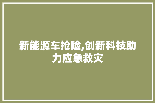 新能源车抢险,创新科技助力应急救灾