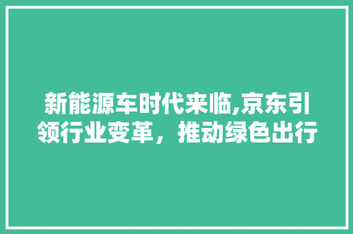 新能源车时代来临,京东引领行业变革，推动绿色出行新风尚  第1张