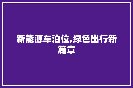 新能源车泊位,绿色出行新篇章