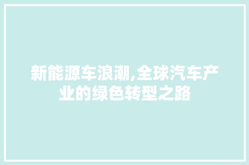 新能源车浪潮,全球汽车产业的绿色转型之路
