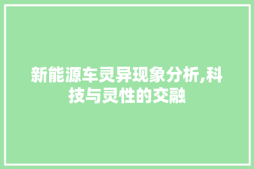 新能源车灵异现象分析,科技与灵性的交融