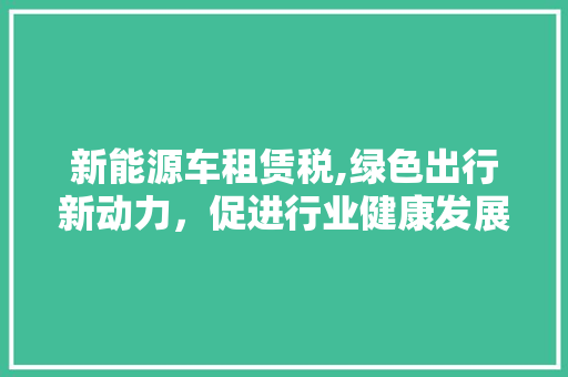 新能源车租赁税,绿色出行新动力，促进行业健康发展