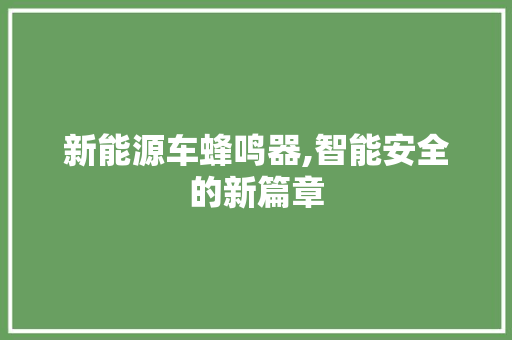 新能源车蜂鸣器,智能安全的新篇章  第1张