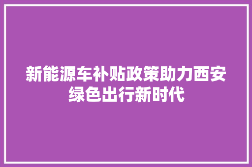 新能源车补贴政策助力西安绿色出行新时代