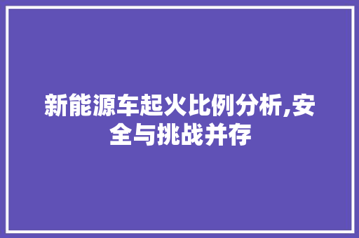新能源车起火比例分析,安全与挑战并存