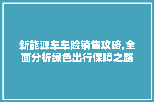 新能源车车险销售攻略,全面分析绿色出行保障之路  第1张